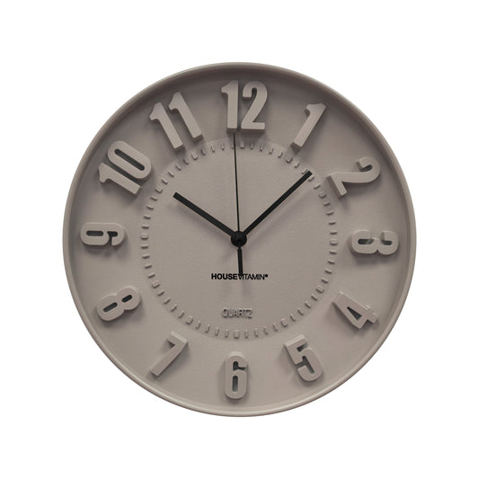 Klok- Wandklok Cijfers- Taupe - 30x30x4cm
