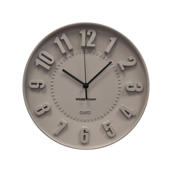 Klok- Wandklok Cijfers- Taupe - 30x30x4cm