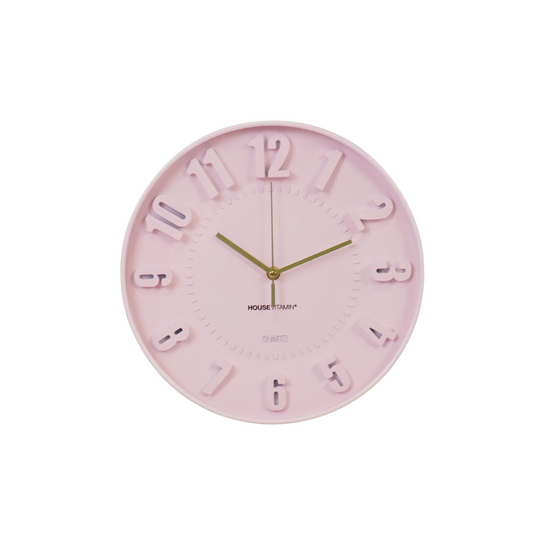Klok- Wandklok Cijfers- Licht Roze- 30x30x4cm