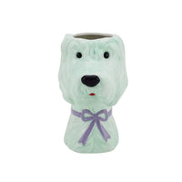 Vaas -Bloemenvaas Hond - Dolomiet - Mintgroen/Lila- 13x14x21cm