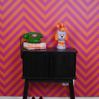 Vaas - Bloemen vaas - Hond - Dolomiet -Lila/Oranje- 15,5x12,5x21cm