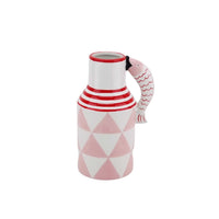 Vaas - Bloemenkan Vis - Dolomiet - Roze/Wit/Rood - 14x11x21,5cm