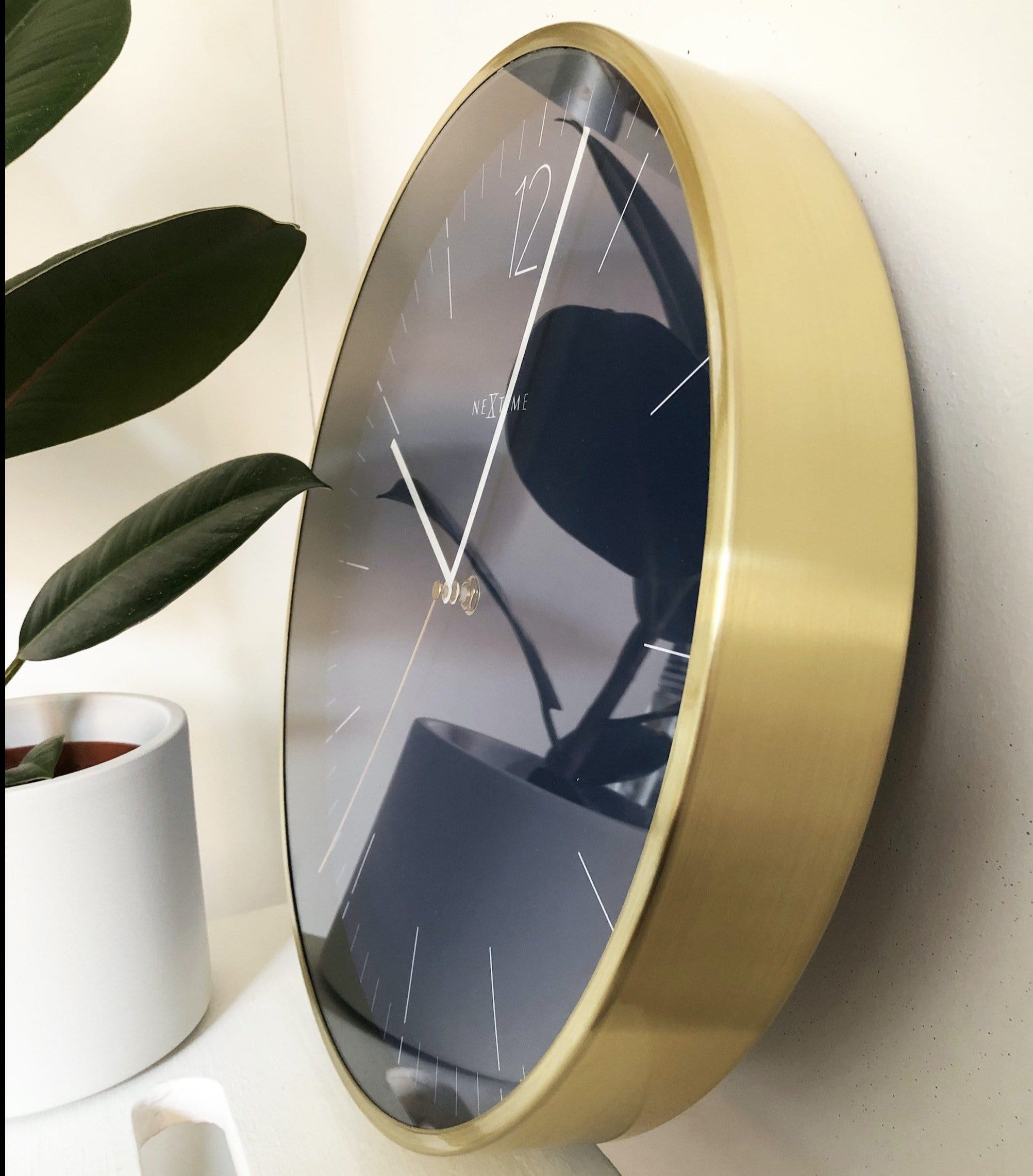 Wall clock -  34 cm - Glass / Metal - Vintage  'Essential Gold'