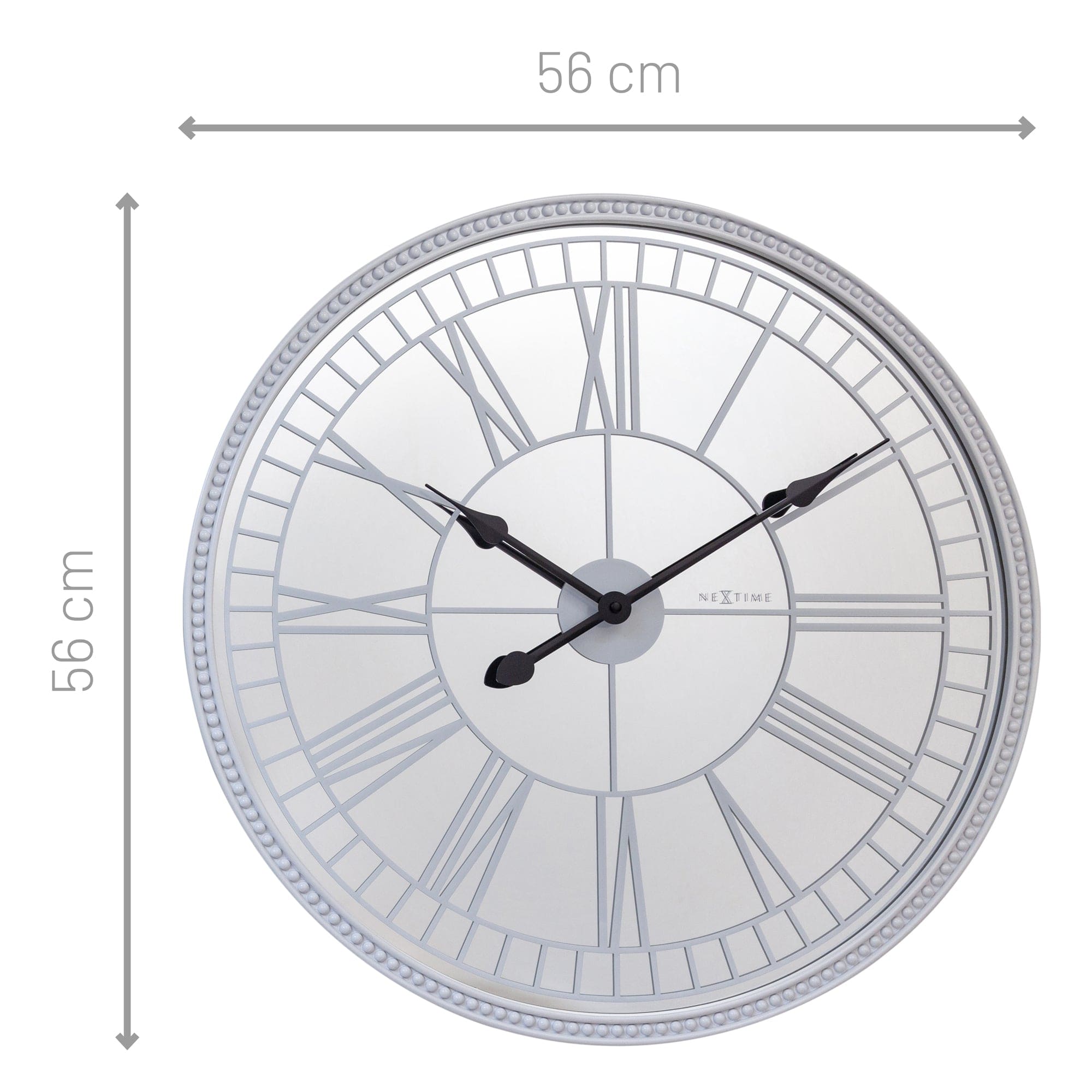 Large Wall clock 56cm - Silent - Mirror - Glass - "Cleopatra's Mirror"