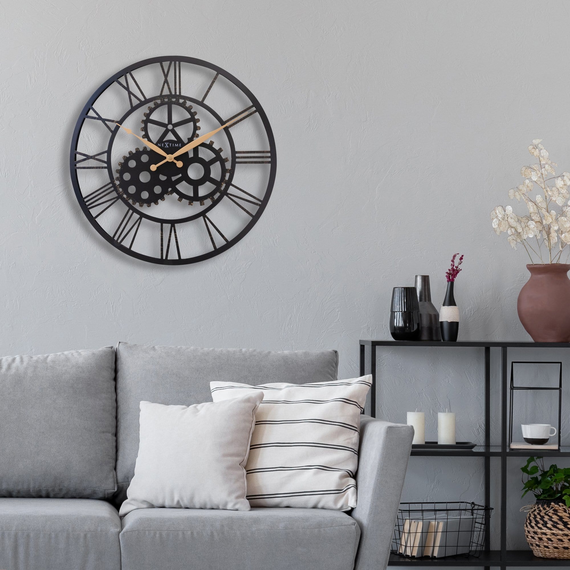 Roman Wall Clock - 50cm - Silent - Large  - Metal - "Birmingham"