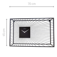 Large Wall Clock 70x45x15cm - Silent - Black - Metal - "Vasco"