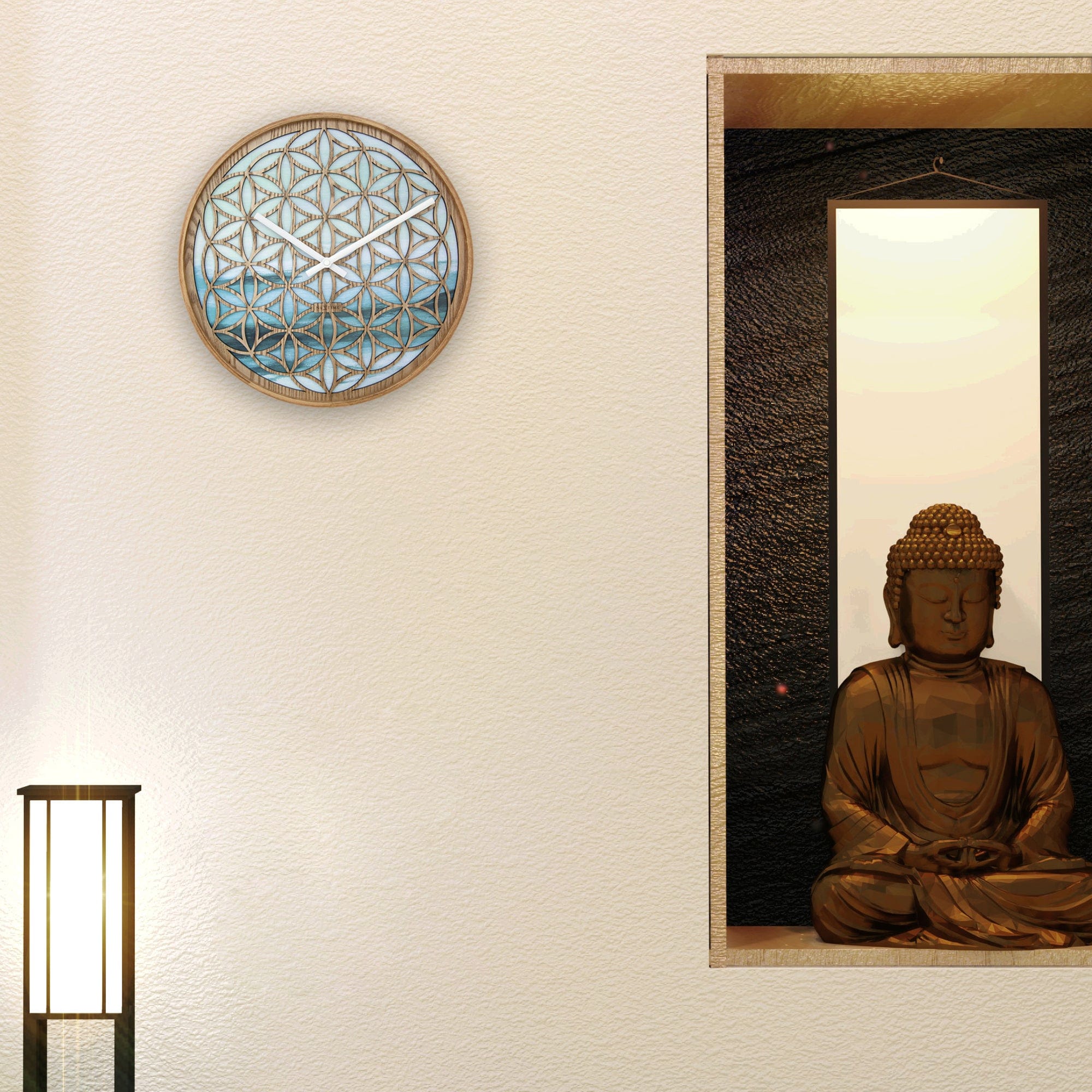 Wall clock 40cm - Silent - Green - Wood  -"Concord"