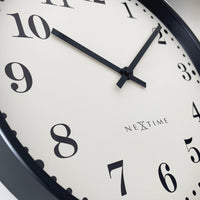 Wall clock 30cm-Silent-Black/White-Plastic-NeXtime 'Dickens'
