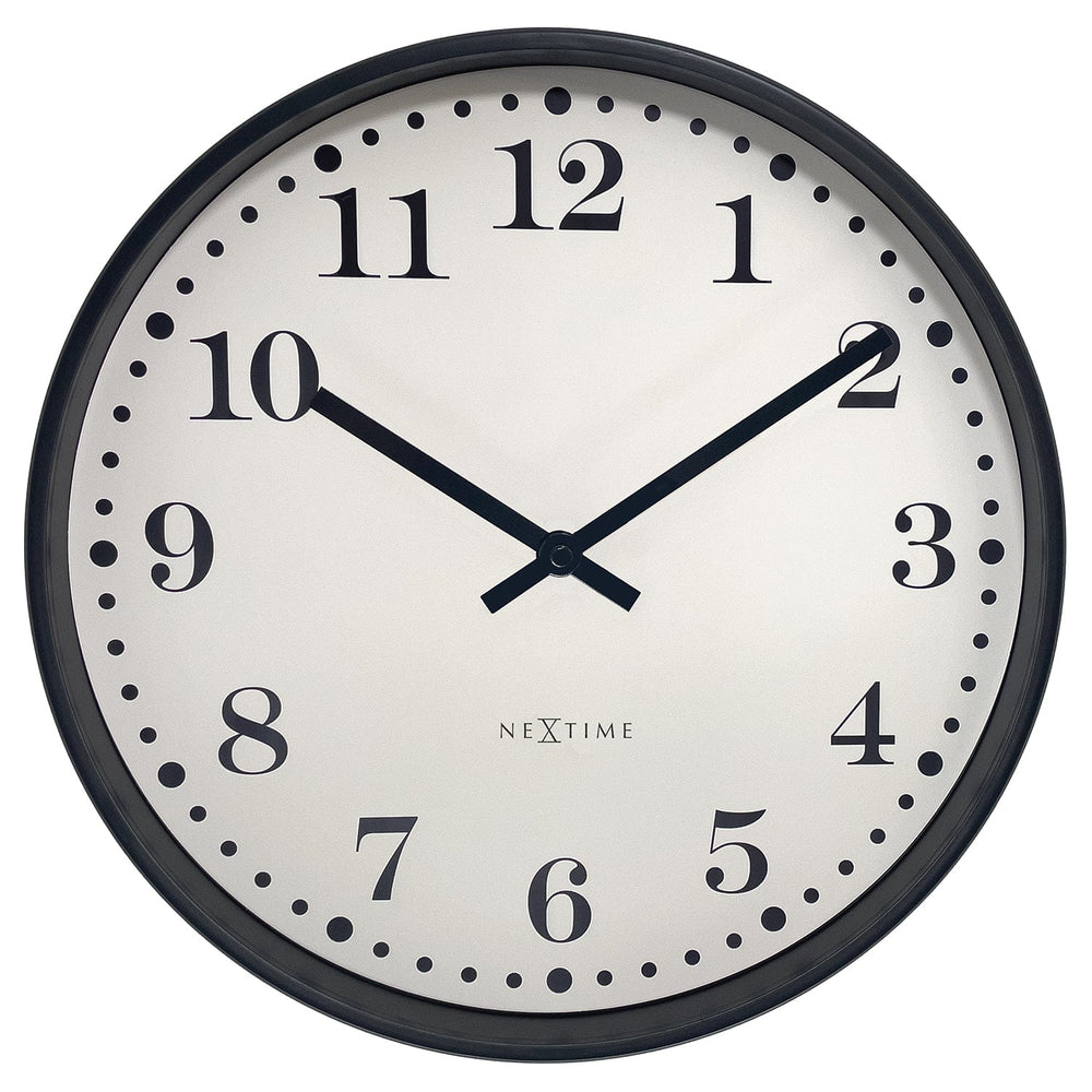 Wall clock 30cm-Silent-Black/White-Plastic-NeXtime 'Dickens'