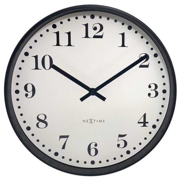 Wall clock 30cm-Silent-Black/White-Plastic-NeXtime 'Dickens'