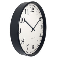 Wall clock 30cm-Silent-Black/White-Plastic-NeXtime 'Dickens'
