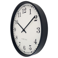 Wall clock 30cm-Silent-Black/White-Plastic-NeXtime 'Dickens'