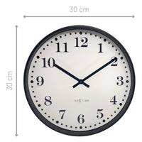 Wall clock 30cm-Silent-Black/White-Plastic-NeXtime 'Dickens'