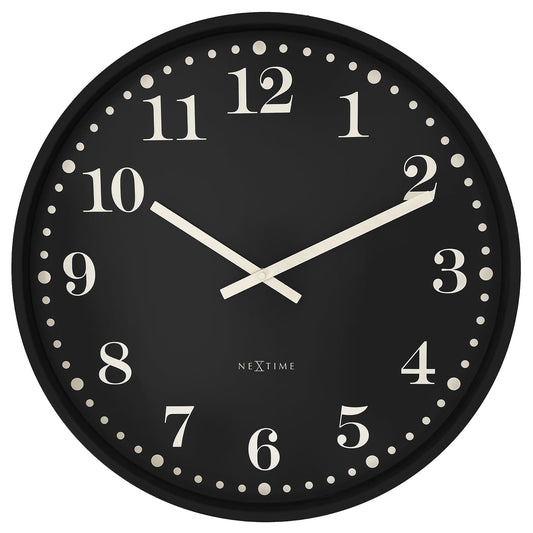 Wall clock 50cm-Silent-Black/White-Plastic-NeXtime 'Dickens Large'