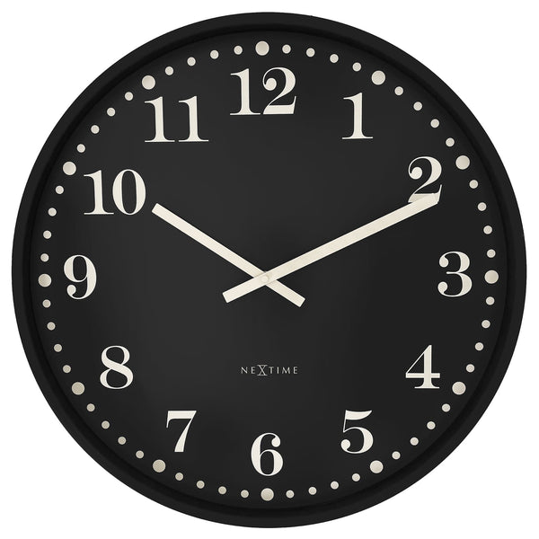 Wall clock 50cm-Silent-Black/White-Plastic-NeXtime 'Dickens Large'