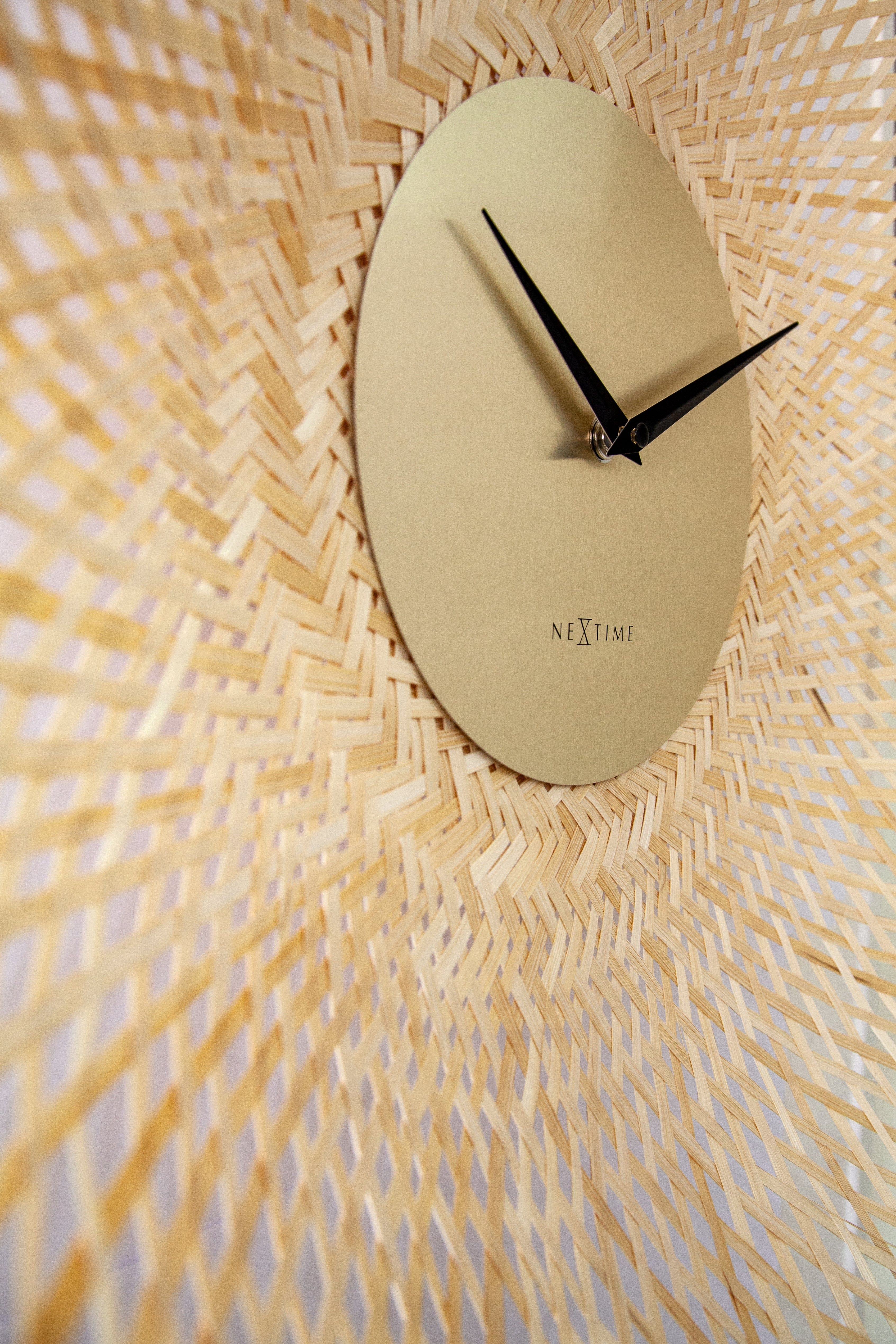 Wall clock 60cm-Silent-Brown/Black-Bamboo-NeXtime 'Vortex'