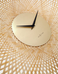 Wall clock 60cm-Silent-Brown/Black-Bamboo-NeXtime 'Vortex'