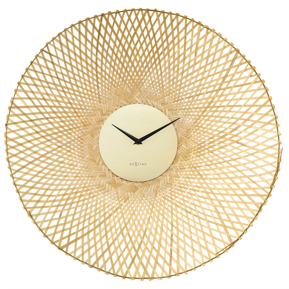 Wall clock 60cm-Silent-Brown/Black-Bamboo-NeXtime 'Vortex'
