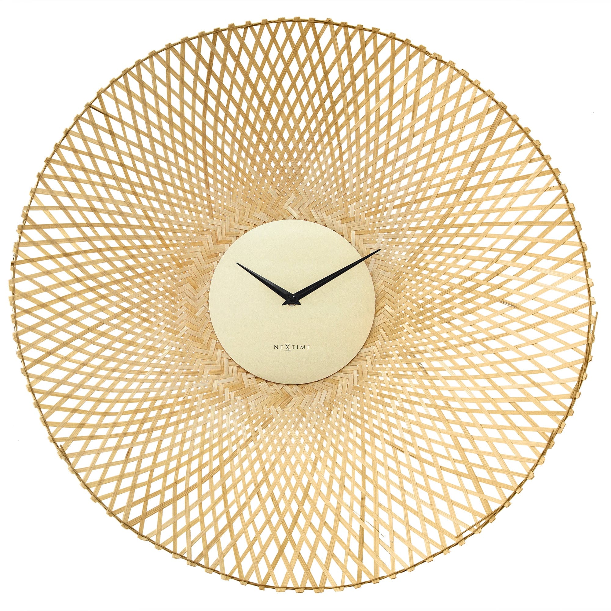 Wall clock 60cm-Silent-Brown/Black-Bamboo-NeXtime 'Vortex'