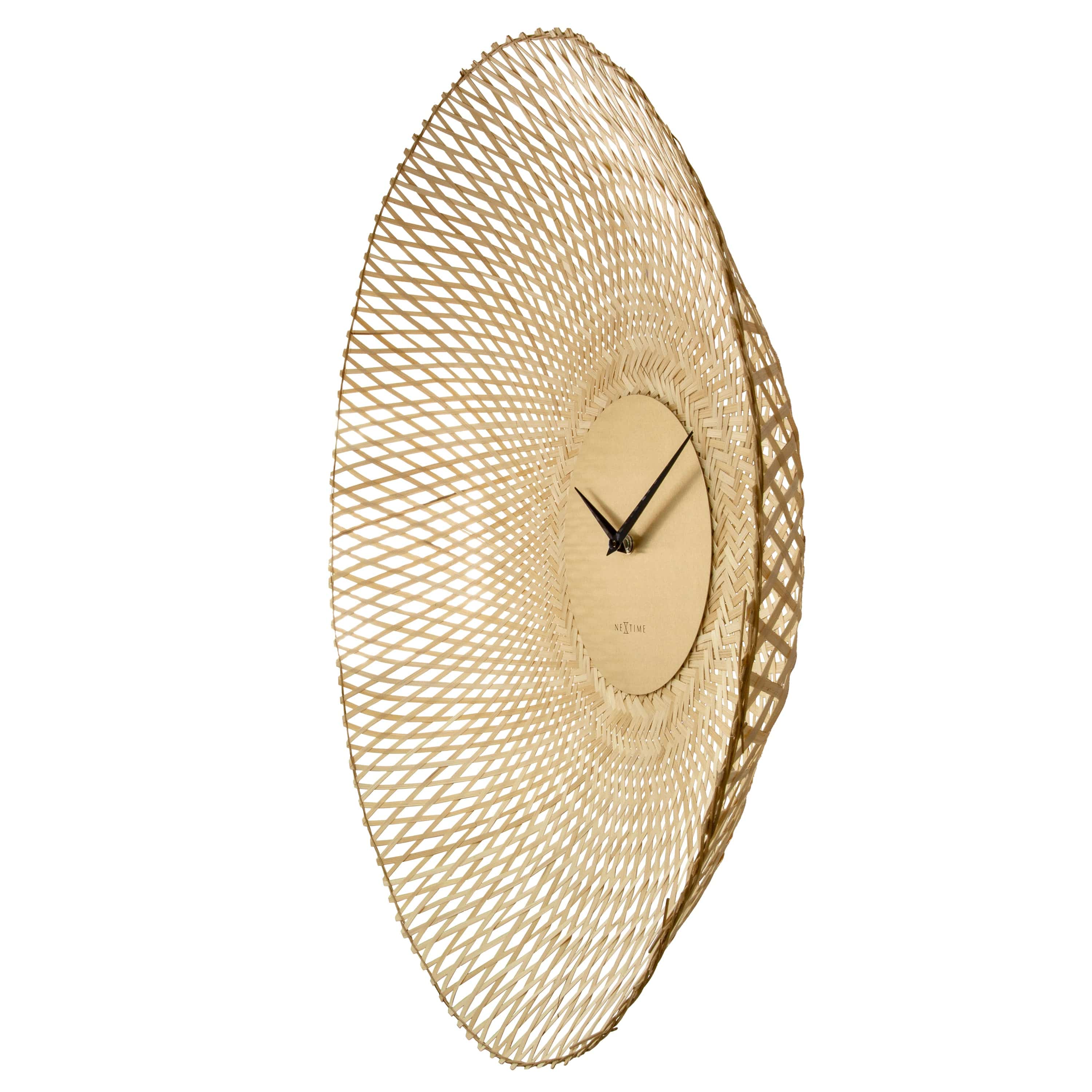 Wall clock 60cm-Silent-Brown/Black-Bamboo-NeXtime 'Vortex'