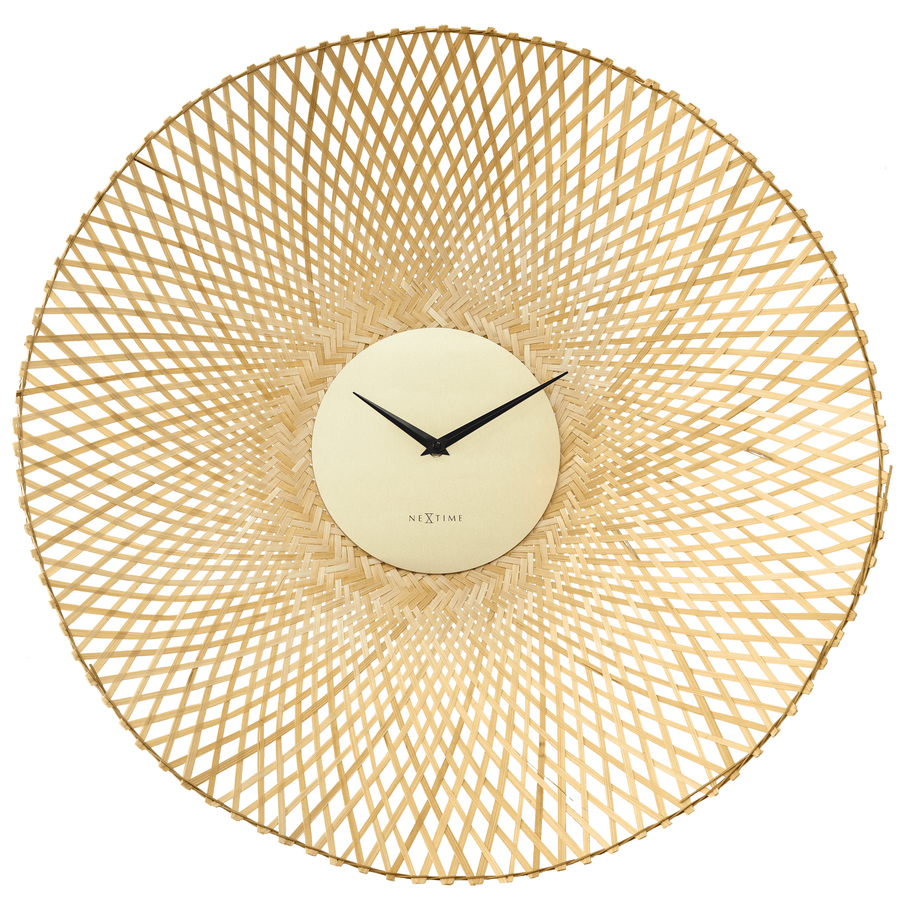Wall clock 60cm-Silent-Brown/Black-Bamboo-NeXtime 'Vortex'