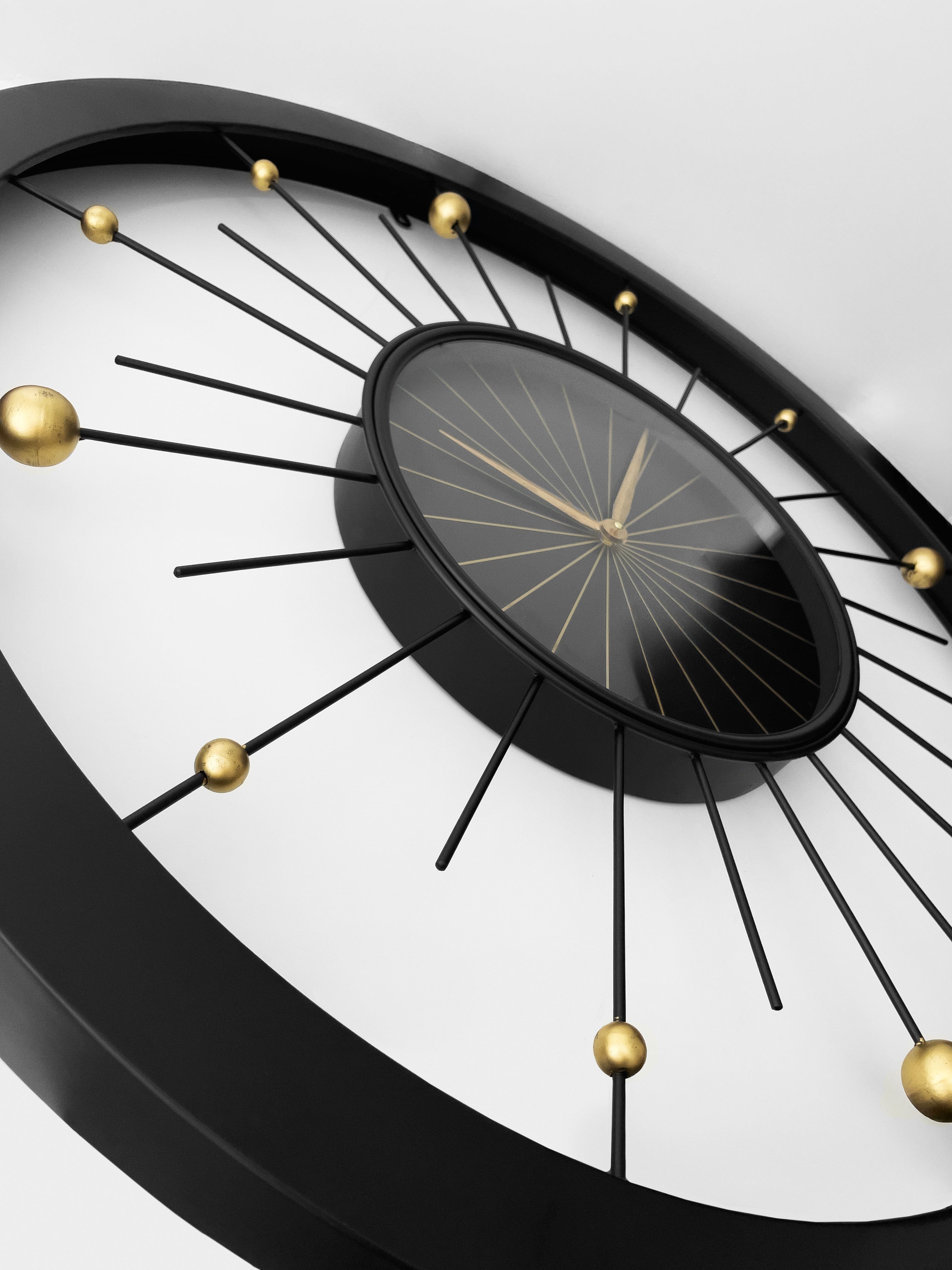 Wall clock 90cm-Silent-Black-Metal-NeXtime 'Orbit Large'
