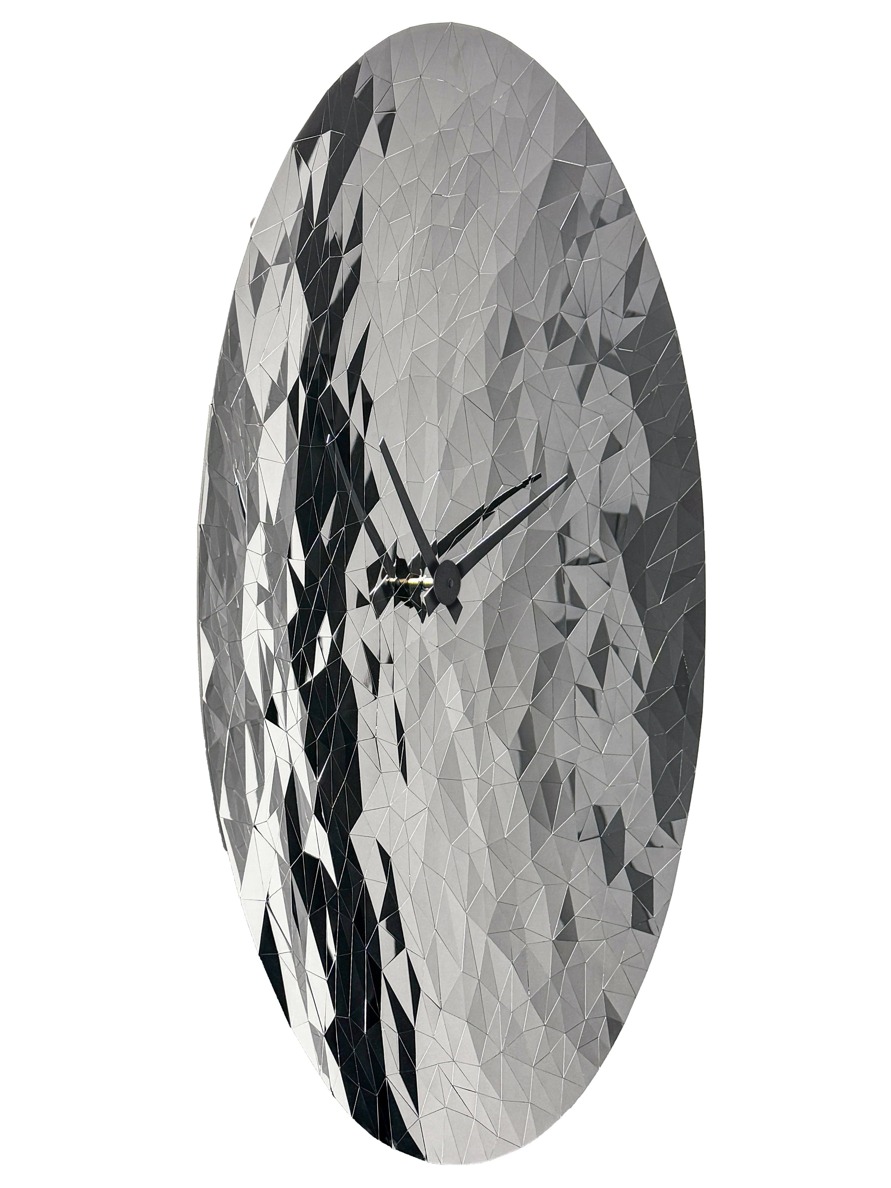 Wall clock 80cm-Silent-Chrome-Stainless Steel-NeXtime 'Fragments'