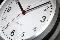 Wall clock 32.3x28x10cm-Silent-White & Black-Aluminium-NeXtime 'Double'