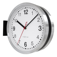 Wall clock 32.3x28x10cm-Silent-White & Black-Aluminium-NeXtime 'Double'