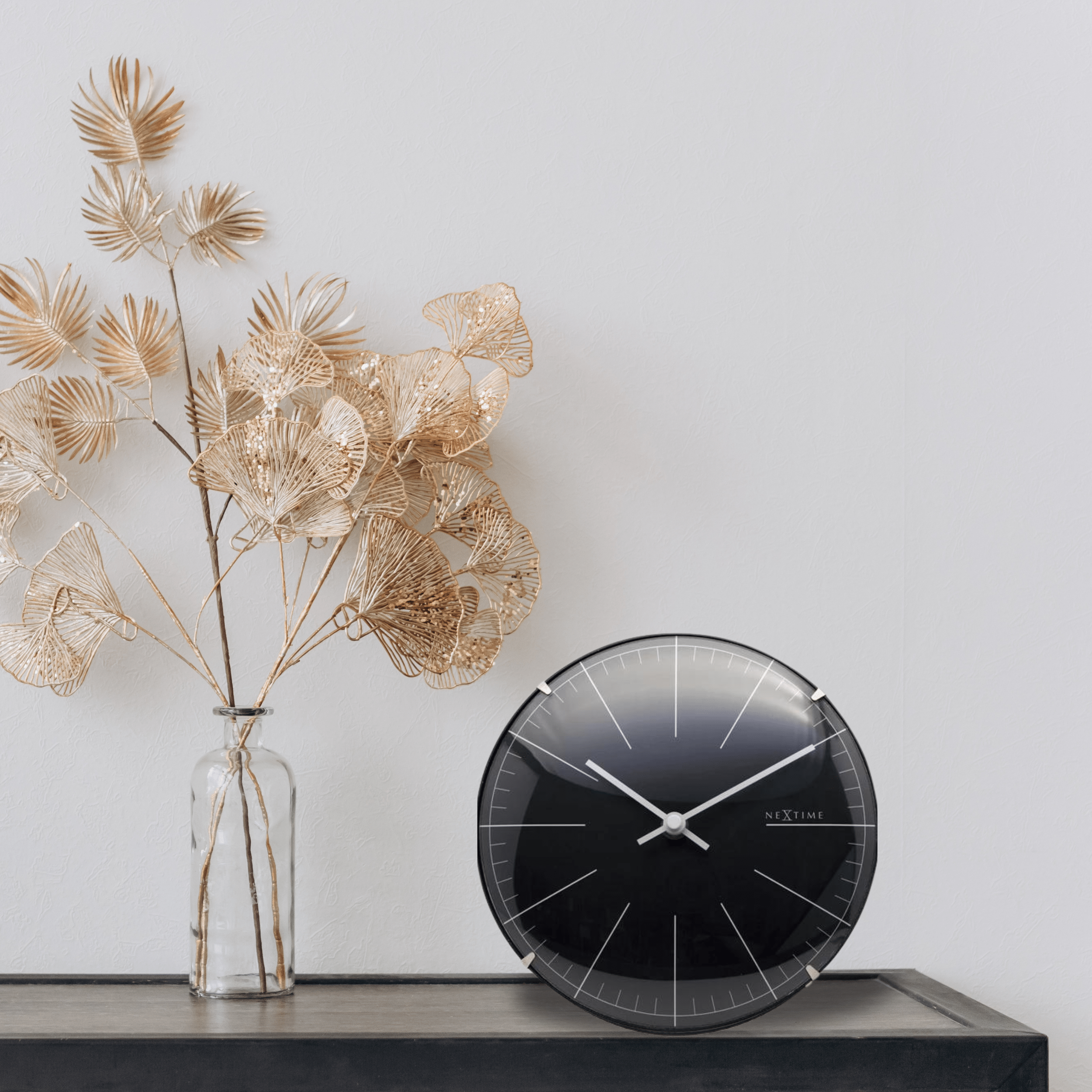 Wall clock/ Table clock-  20 cm- Glass - Dome Shaped Glass- 'Big Stripe Mini Dome'