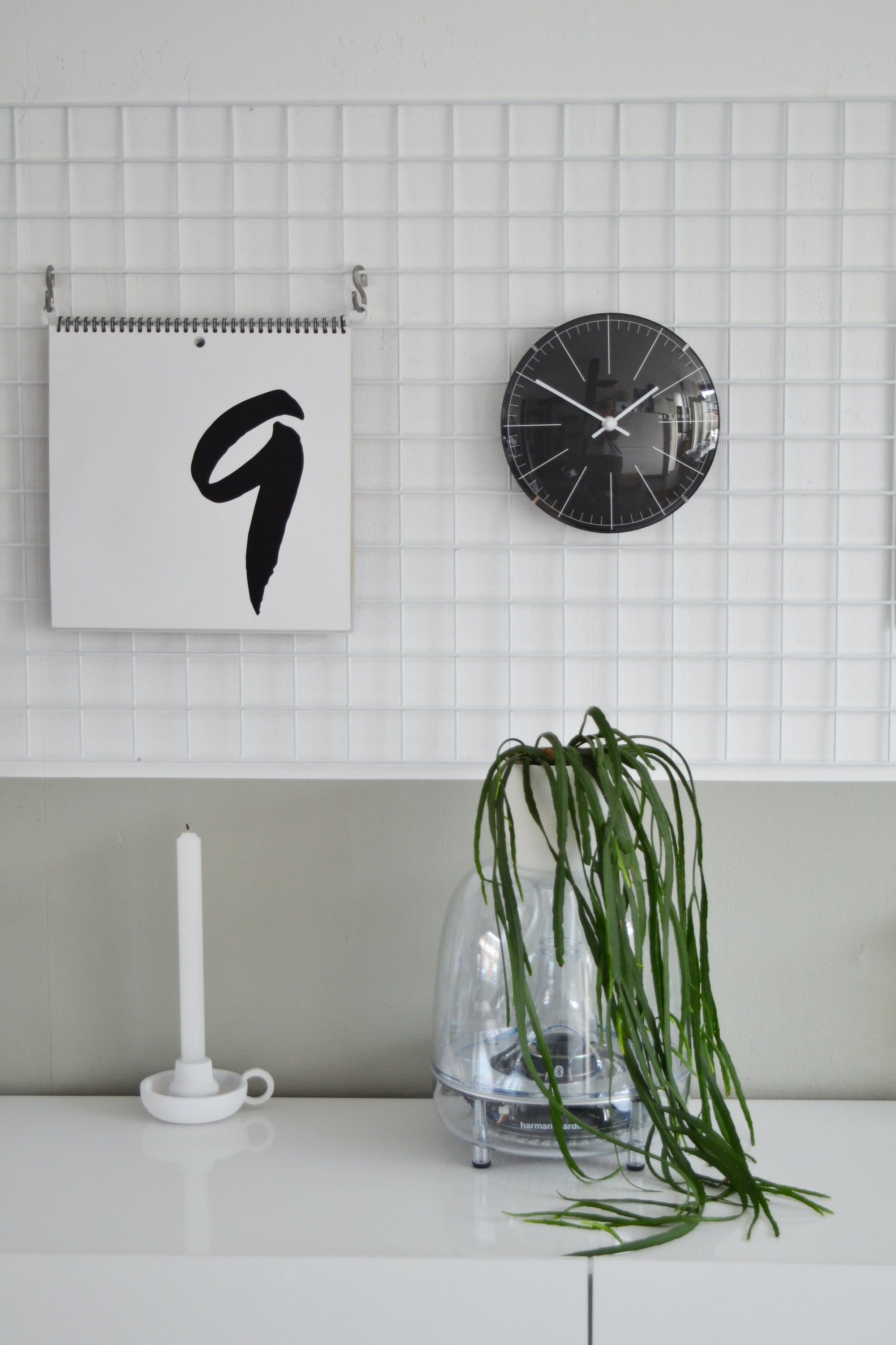 Wall clock/ Table clock-  20 cm- Glass - Dome Shaped Glass- 'Big Stripe Mini Dome'