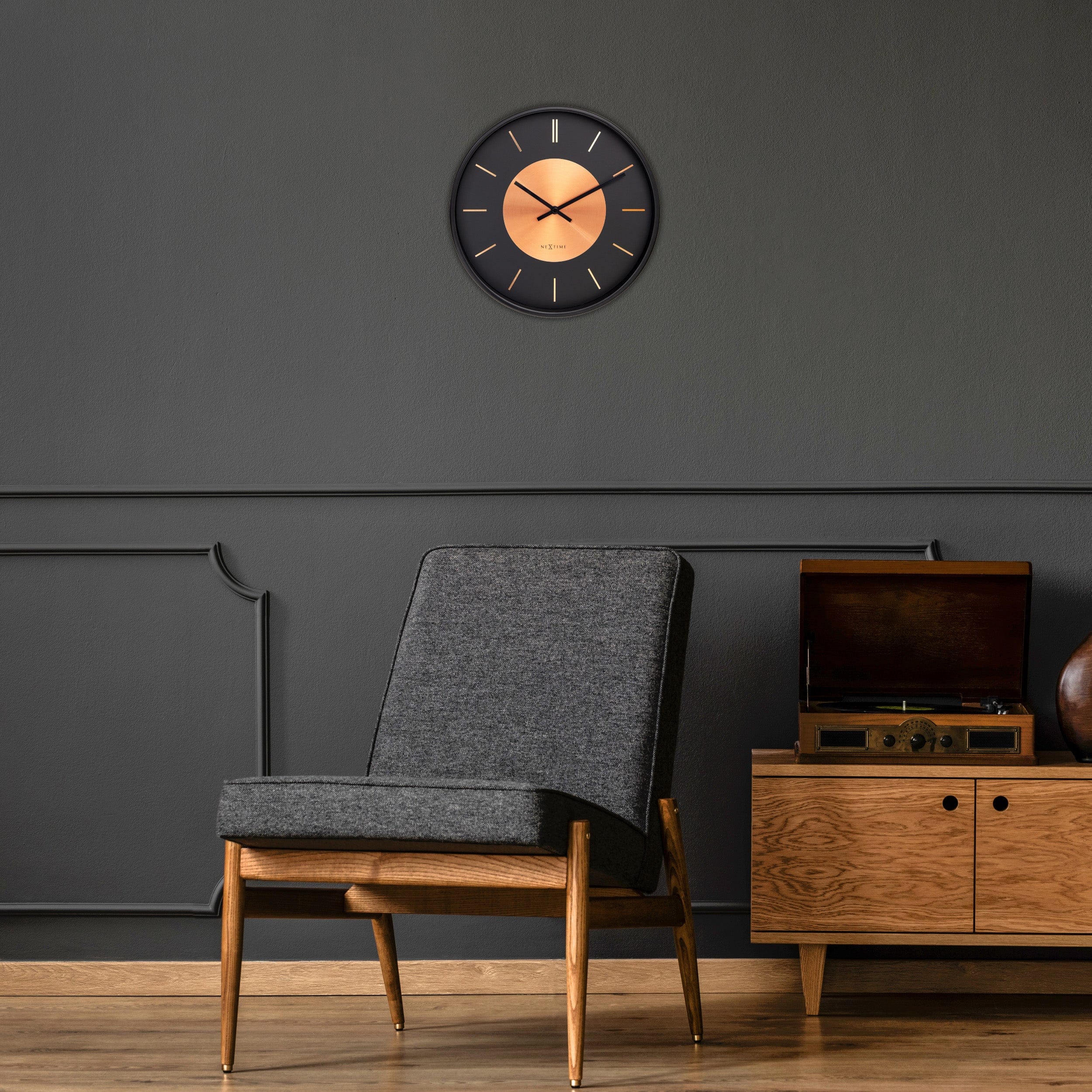 Wall Clock 25cm-Silent-Metal-NeXtime 'Retro II'
