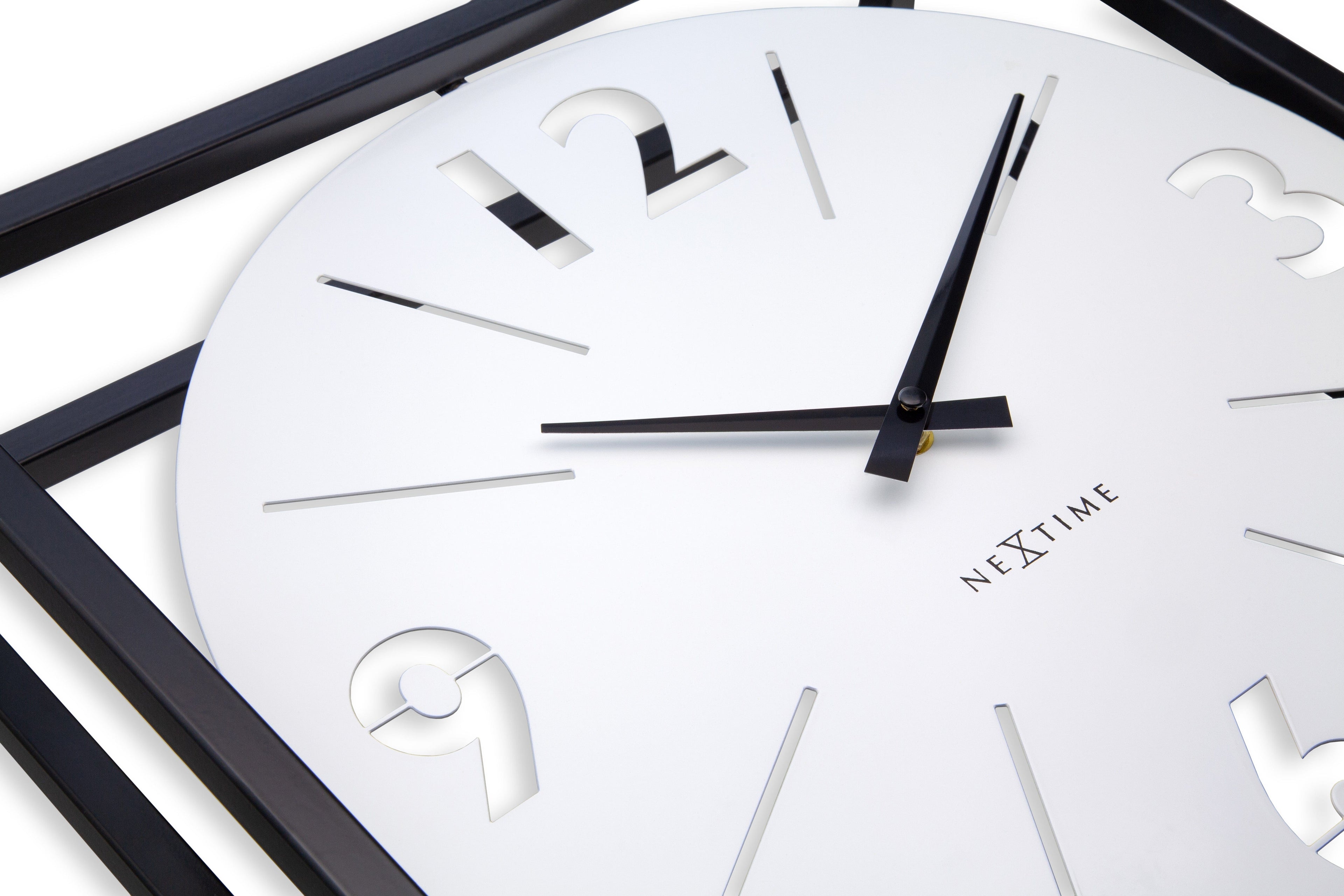 Table / Wall clock 40 x 40 x 9.5 cm - Metal - Black / White - NeXtime 'Time Frame'