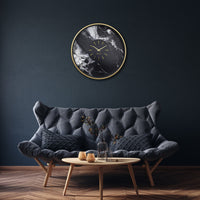 Large Wall Clock 48cm-Silent-Aluminium-NeXtime 'Marble Duo'