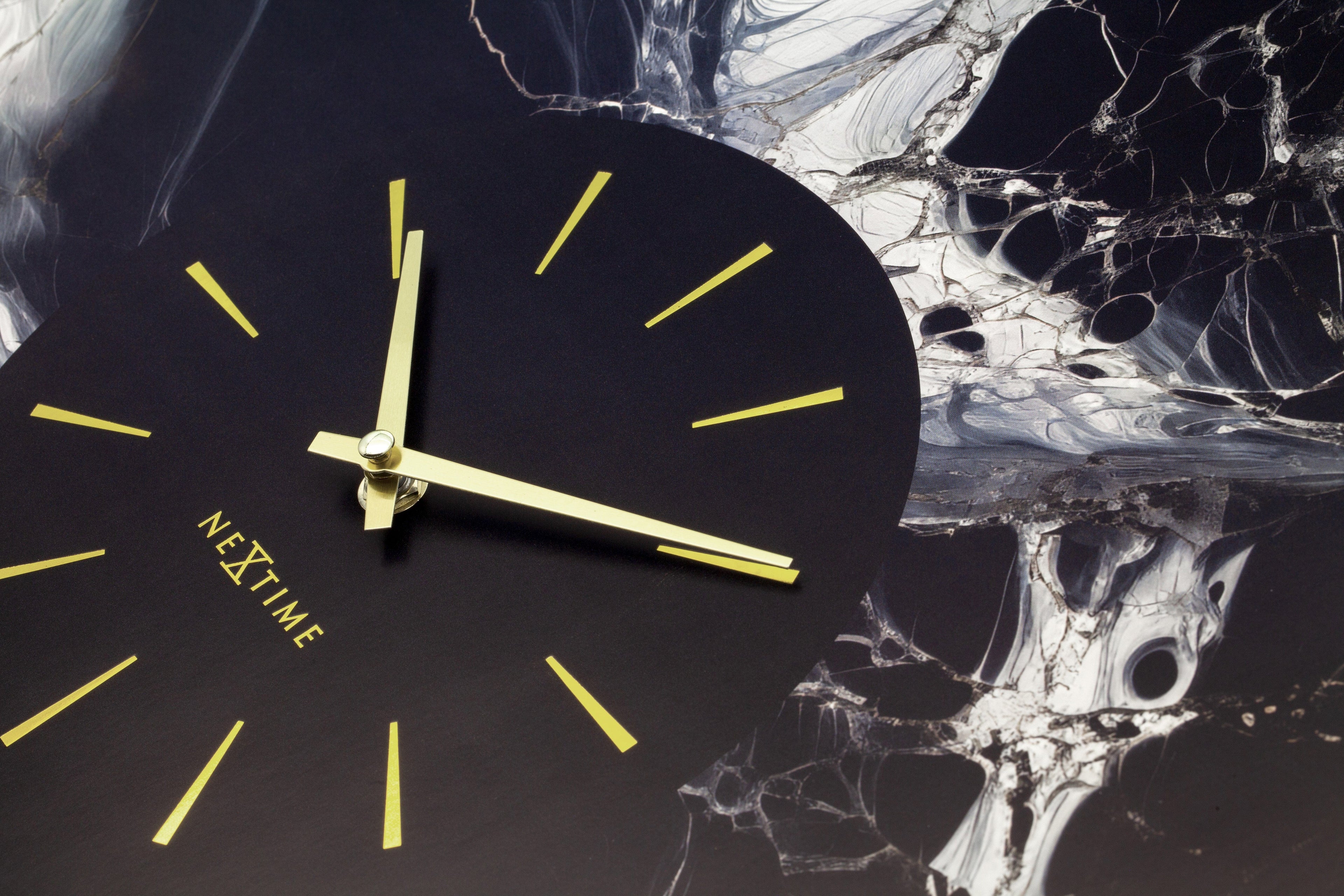 Large Wall Clock 48cm-Silent-Aluminium-NeXtime 'Marble Duo'