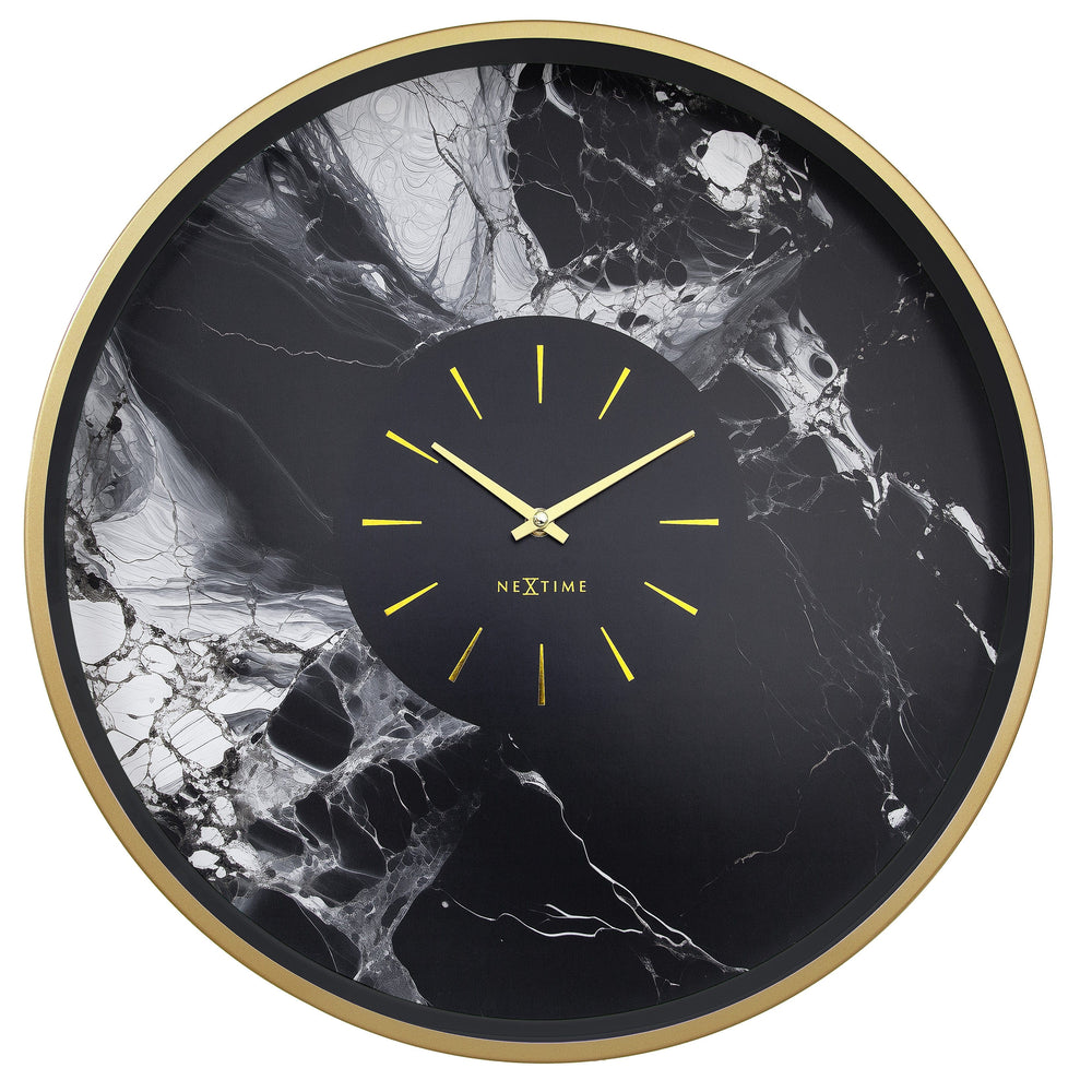 Large Wall Clock 48cm-Silent-Aluminium-NeXtime 'Marble Duo'