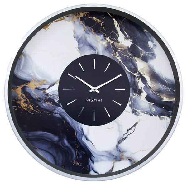Large Wall Clock 48cm-Silent-Aluminium-NeXtime 'Marble Duo'