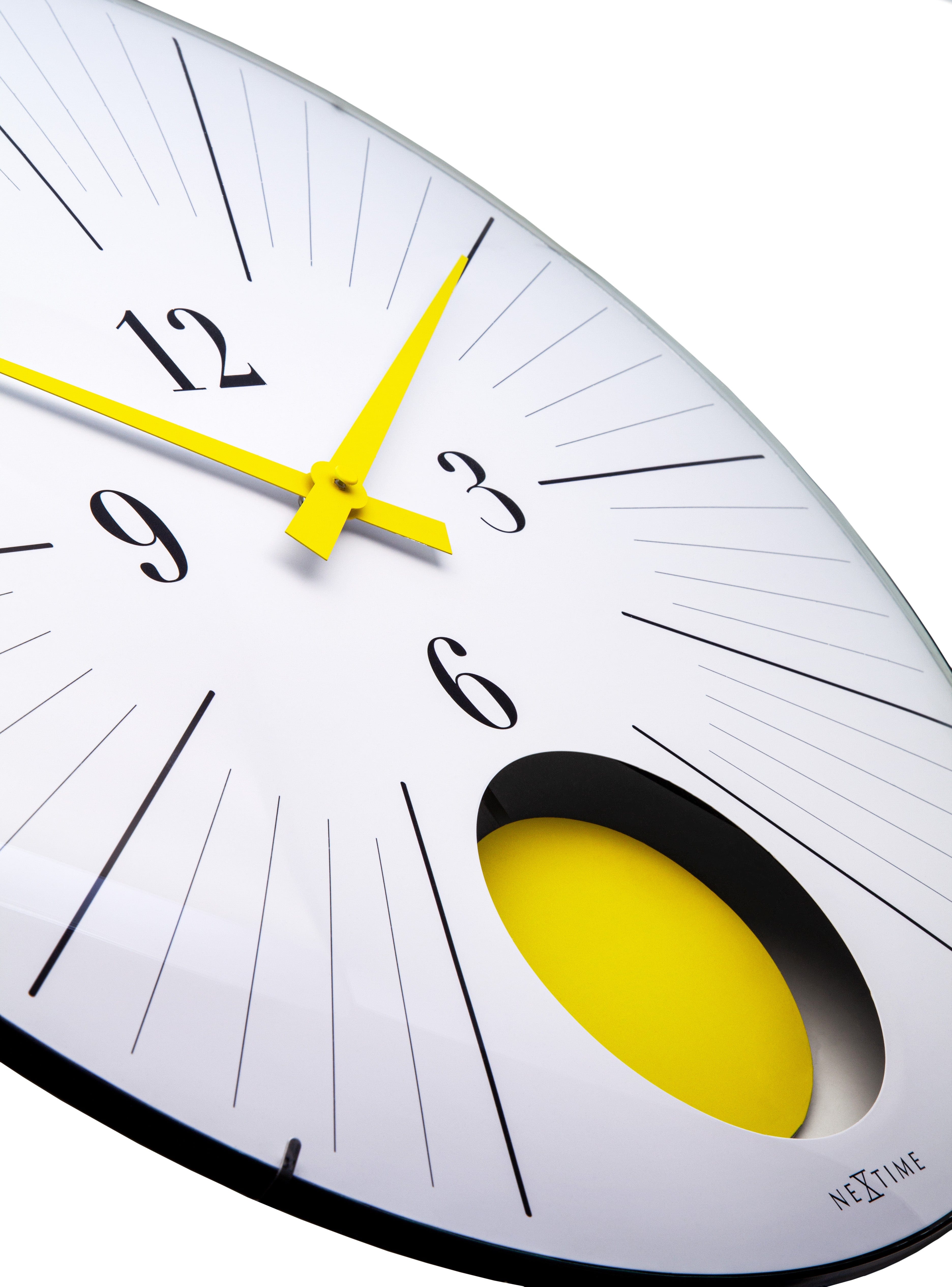 Large Wall Clock 50cm Domed Glass Lens-Silent-Pendulum-NeXtime 'Duomo 50 Pendulum'