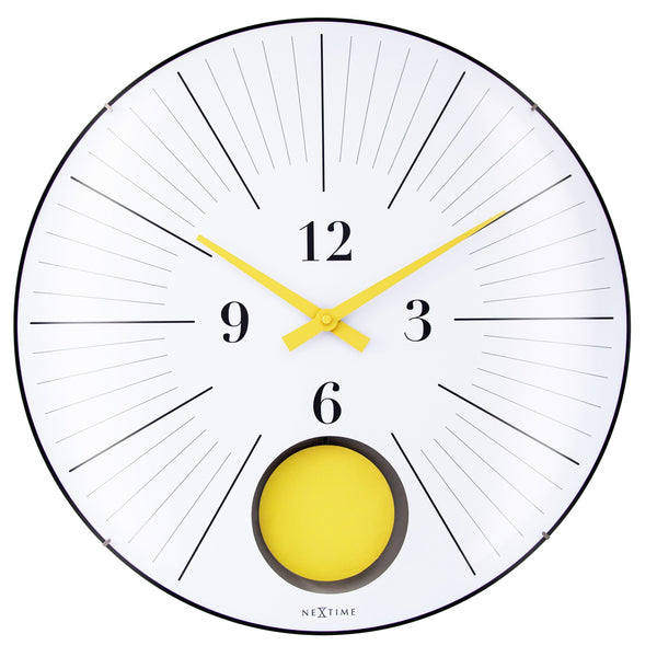 Large Wall Clock 50cm Domed Glass Lens-Silent-Pendulum-NeXtime 'Duomo 50 Pendulum'