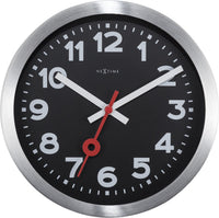 Wall clock/Table clock -  Black - Aluminum - 'Station Numbers'