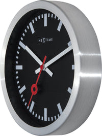 Wall clock/Table clock - Black - Aluminum - 'Station Stripe'