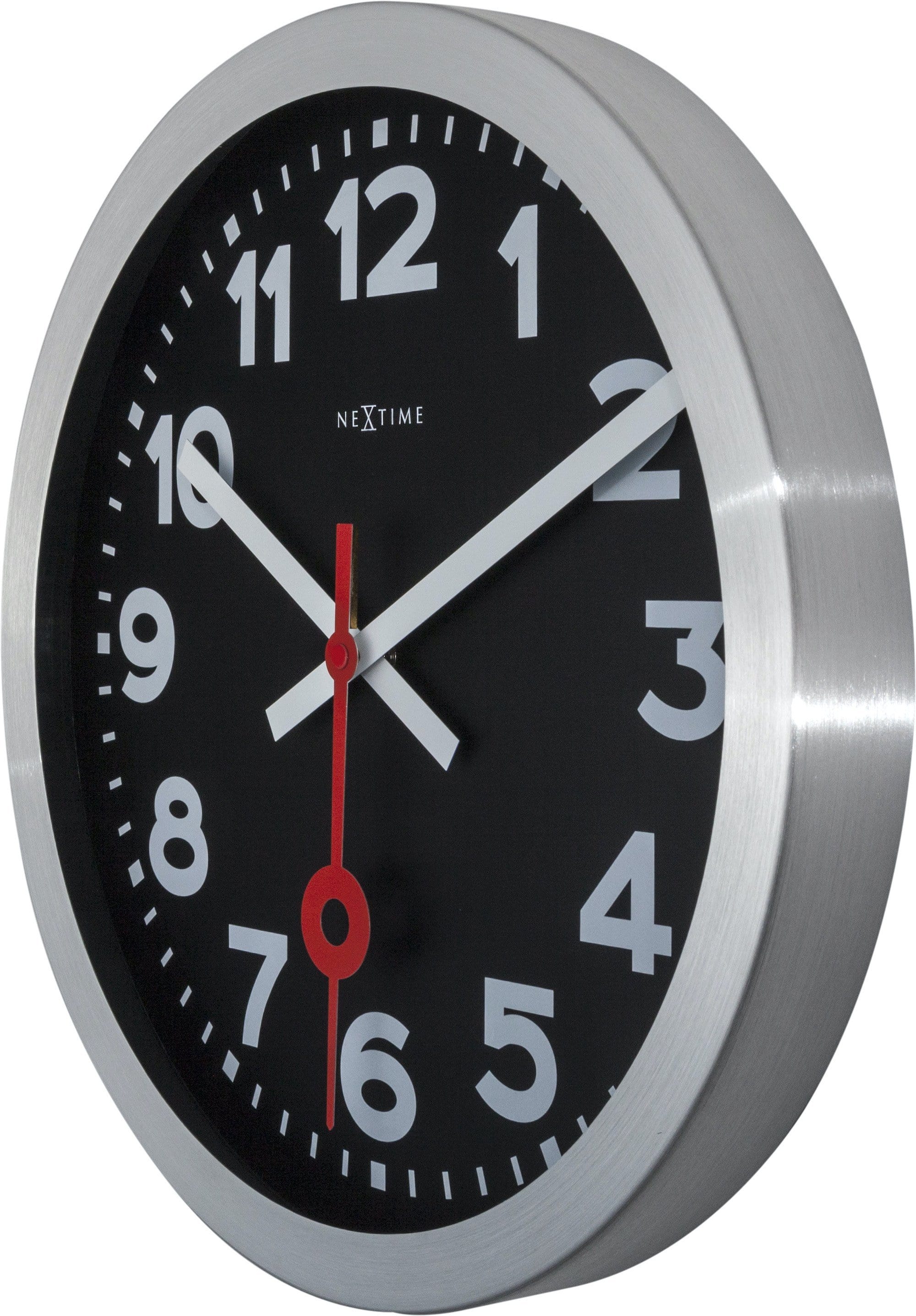 Wall clock/Table clock -  Black - Aluminum - 'Station Numbers'