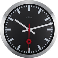 Wall clock/Table clock - Black - Aluminum - 'Station Stripe'