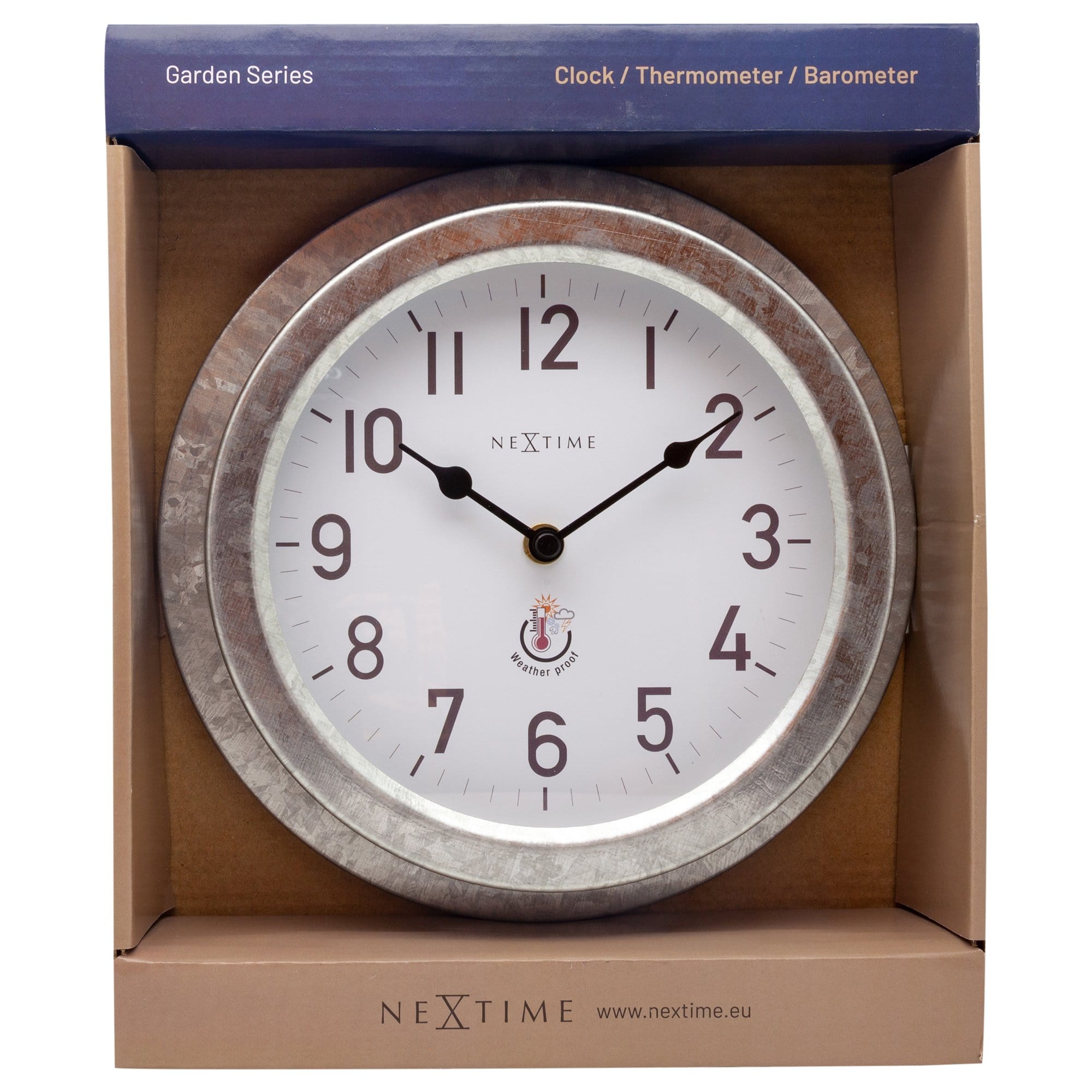 Weatherproof Outdoor Wall Clock - 22cm - Metal - Galvanized  Poppy