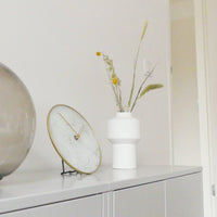 Table / Wall clock -  20 cm - Glass / Metal - 'Marble'