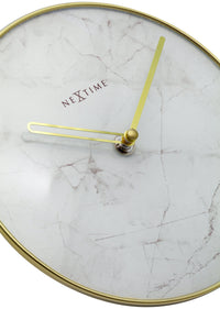 Table / Wall clock -  20 cm - Glass / Metal - 'Marble'