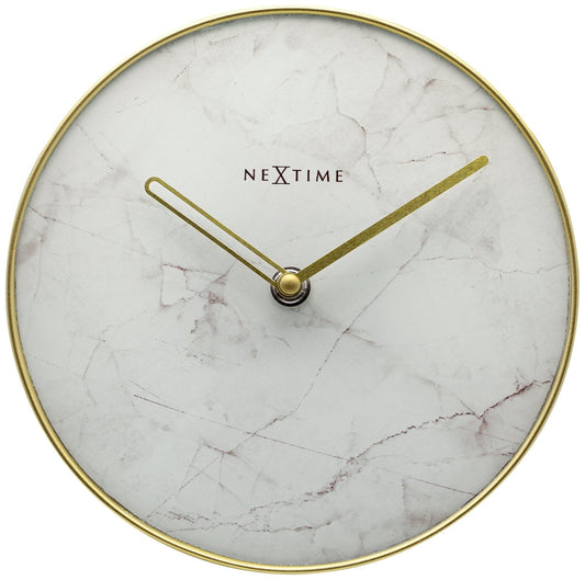 Table / Wall clock -  20 cm - Glass / Metal - 'Marble'