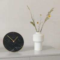 Table / Wall clock -  20 cm - Glass / Metal - 'Marble'