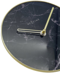 Table / Wall clock -  20 cm - Glass / Metal - 'Marble'
