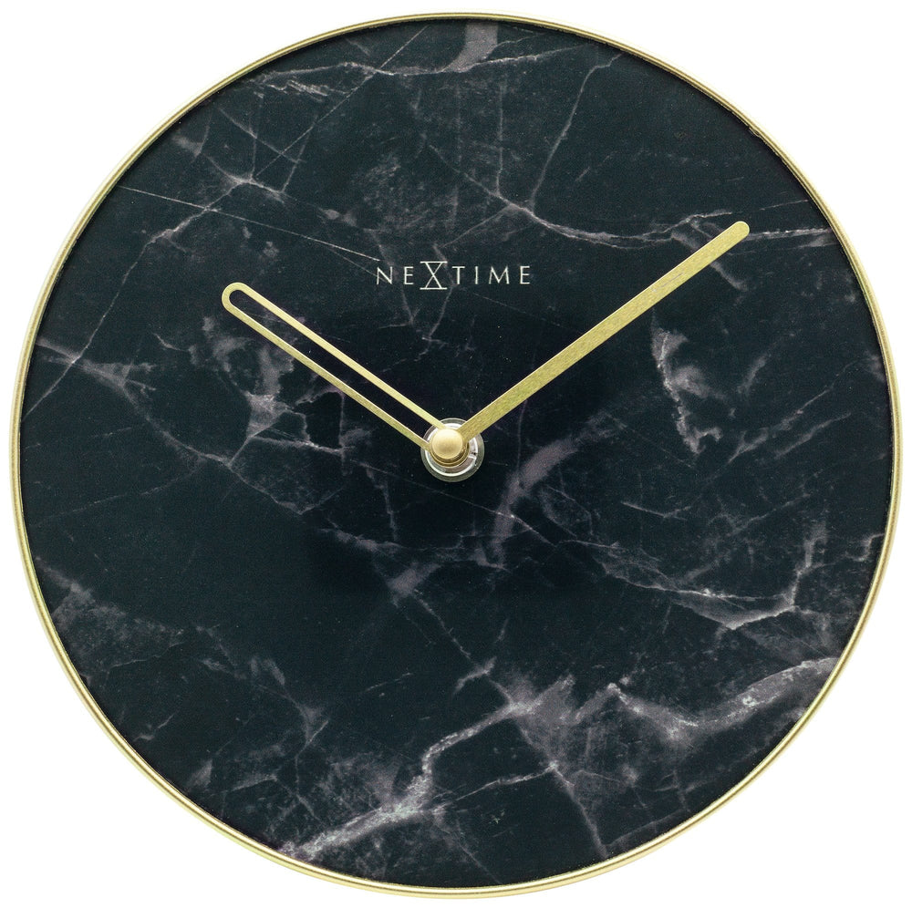 Table / Wall clock -  20 cm - Glass / Metal - 'Marble'